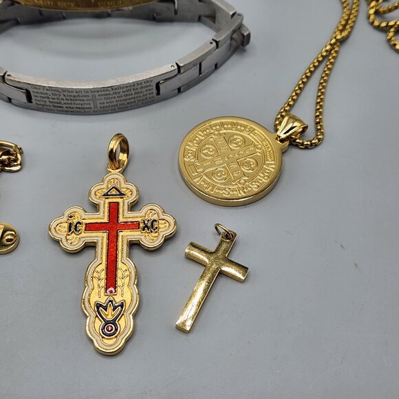 Stainless Steel Religious Christian Jewelry Lot Edforce Pendants Bracelets - Picture 3 of 14